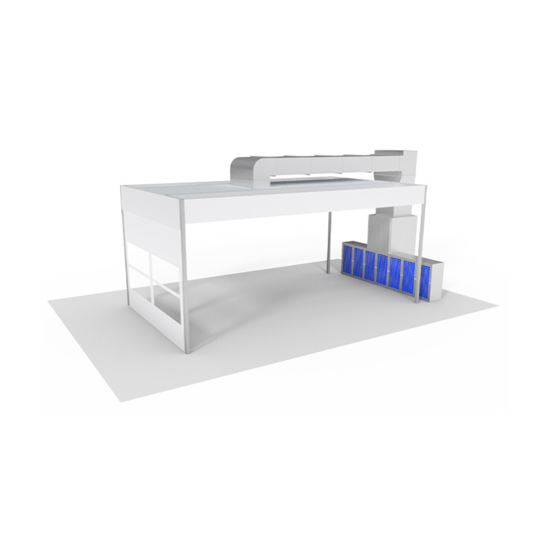 Structure autoportée Aire de préparation peinture - paroi d'aspiration + plénum + rideaux coulissants