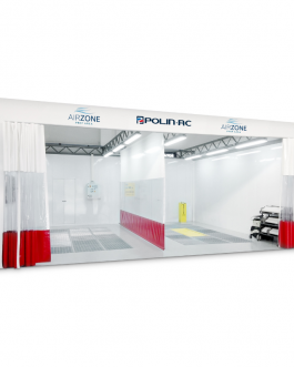 Structure autoportée – paroi d’aspiration + plénum + rideaux coulissants – Double zone de travail