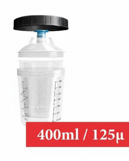 Kit 400/125 : 1 Godet rigide 400 ml 125µ + 50 poches souples + 50 couvercles + 20 bouchons