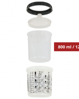 Kit 800/125 : 1 Godet rigide 800 ml 125µ + 50 poches souples + 50 couvercles + 20 bouchons